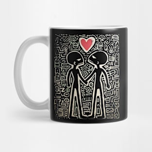 Keith Haring Inspired Street Art Aliens in Love Mug